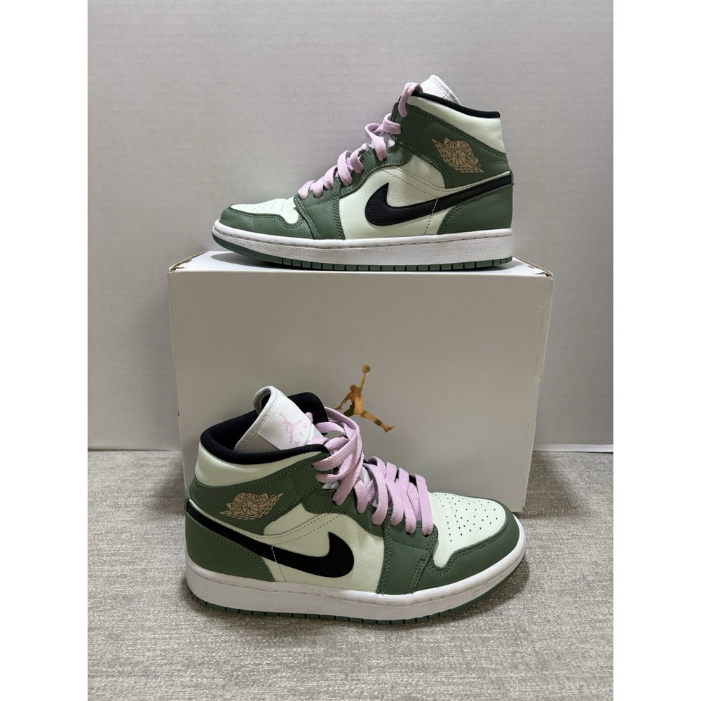 Nike Air Jordan 1 Mid SE Women's Shoes Size 7.5 Dutch Green With Box Excellent